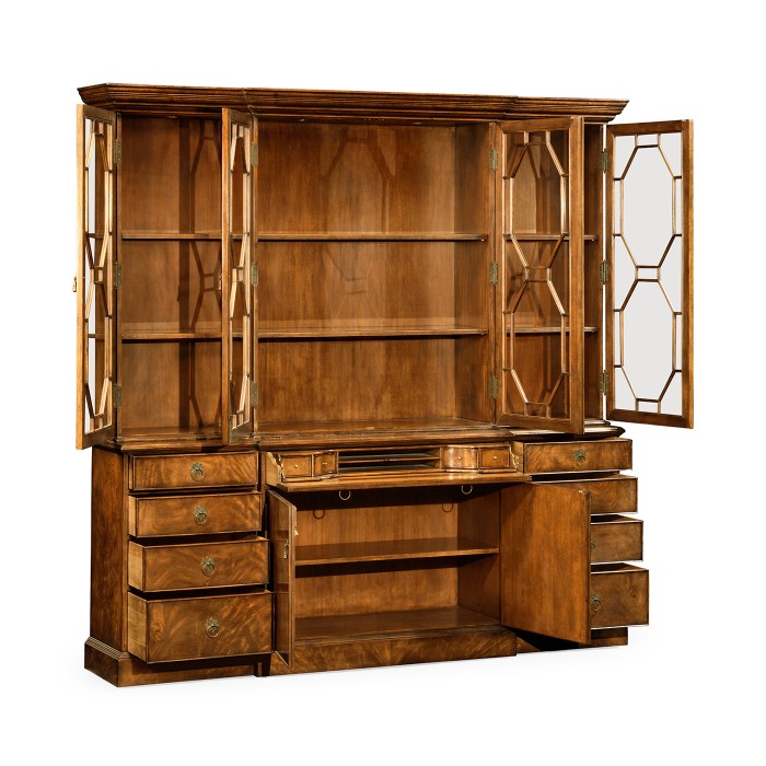 Triple Walnut Display Cabinet with Octagonal Glazing Bars