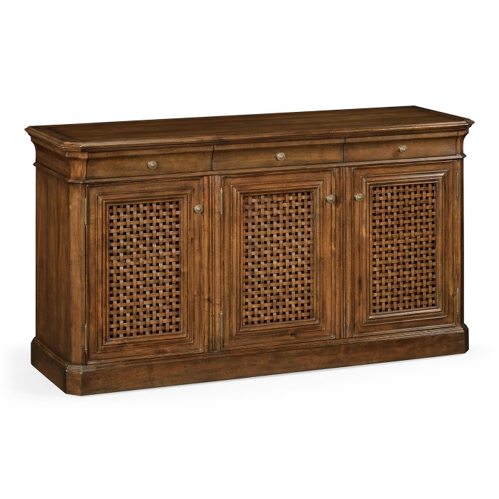 Walnut sideboard with lattice doors