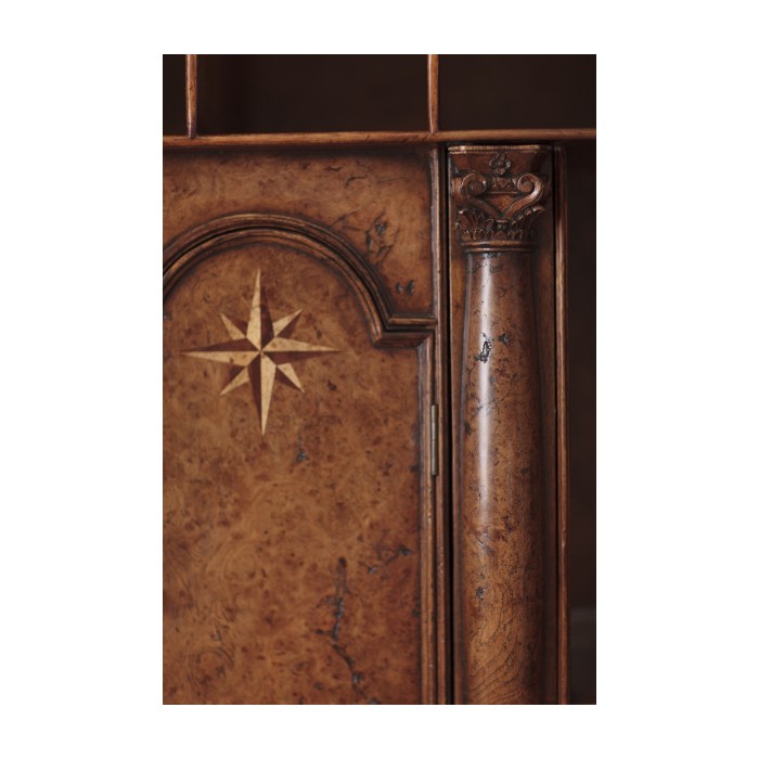 Queen Anne Pollard Veneer Bureau Cabinet (Wooden Doors)