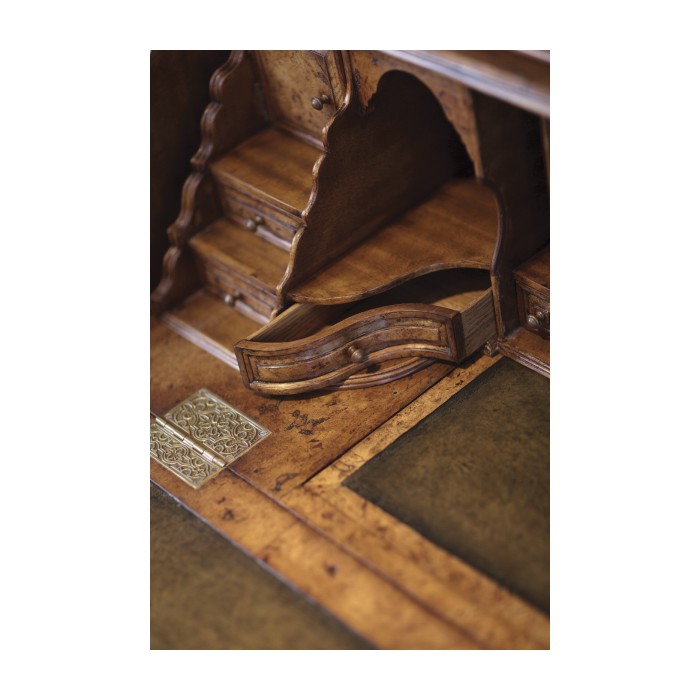 Queen Anne Pollard Veneer Bureau Cabinet (Wooden Doors)