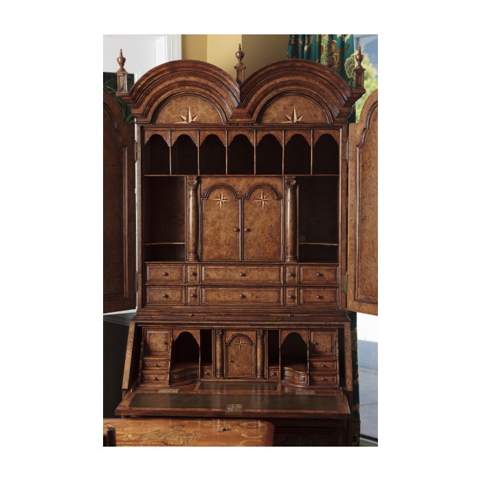Queen Anne Pollard Veneer Bureau Cabinet (Wooden Doors)