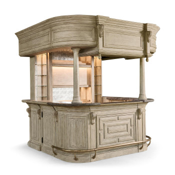 Complete Linenfold Grey Oak Home Bar