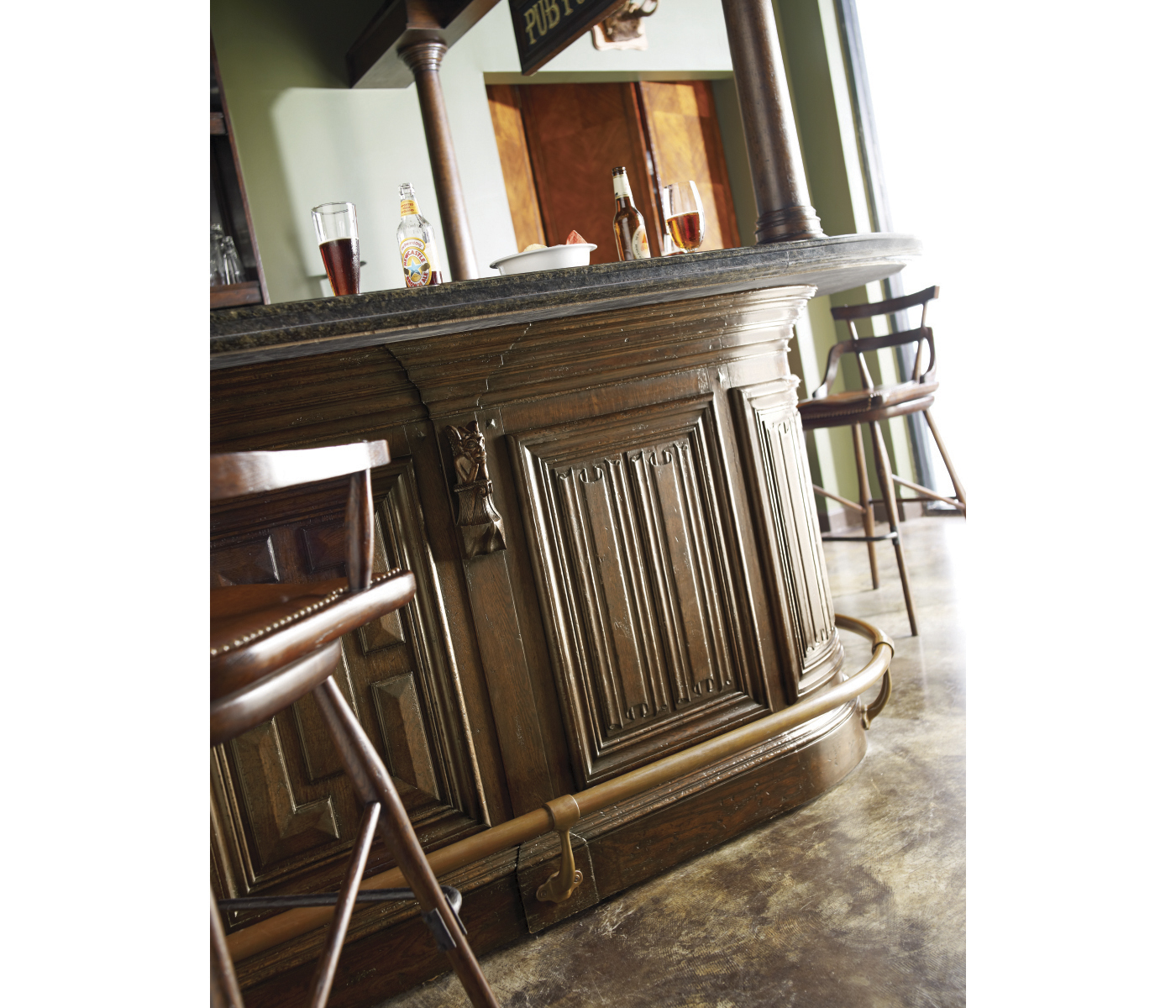Complete Linenfold Grey Oak Home Bar