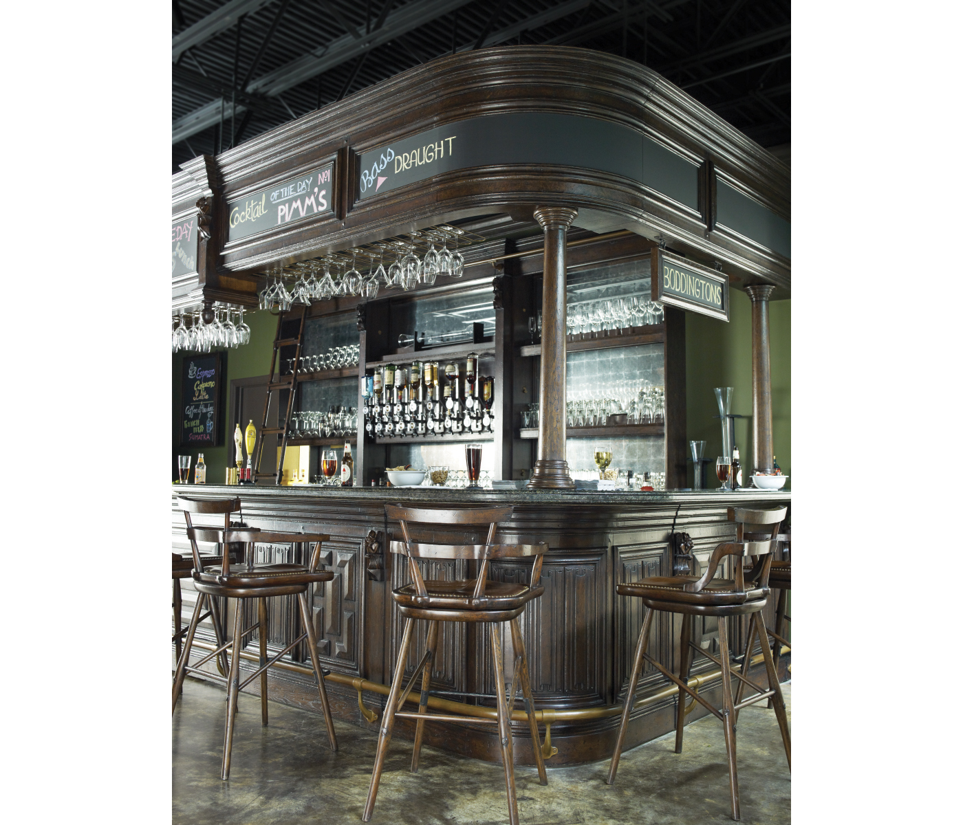 Complete Linenfold Grey Oak Home Bar