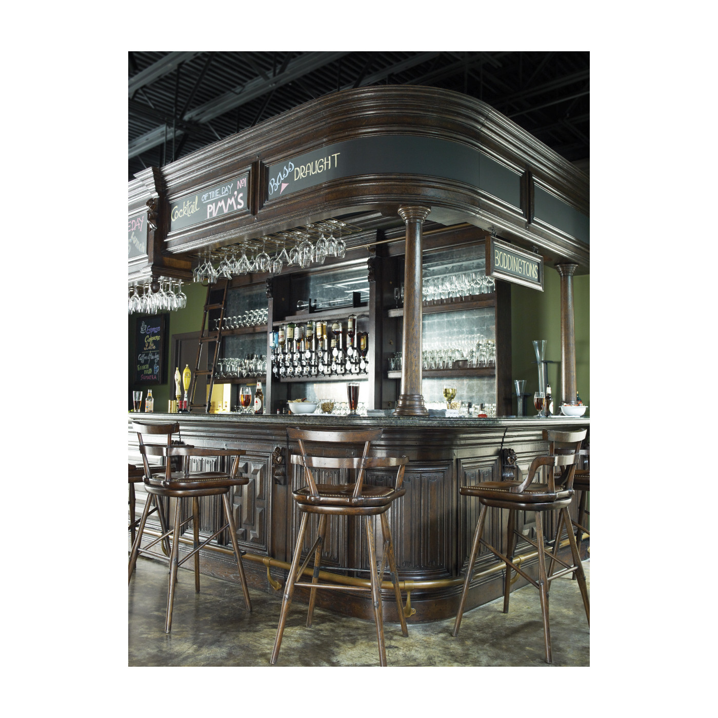 Complete Linenfold Grey Oak Home Bar