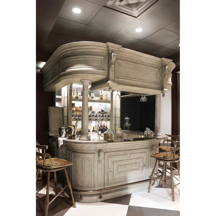 Complete Linenfold Grey Oak Home Bar