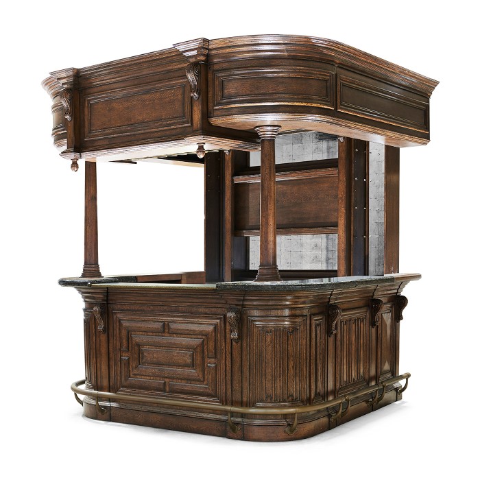Complete Linenfold Dark Oak Home Bar