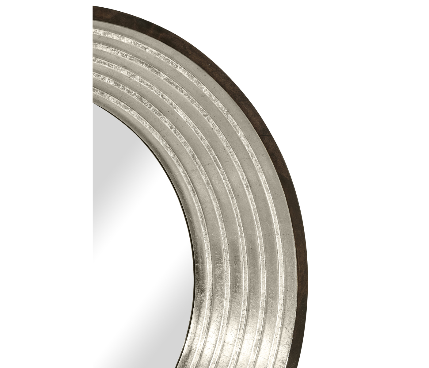 Contemporary Circular Silver Espresso Recessed Mirror