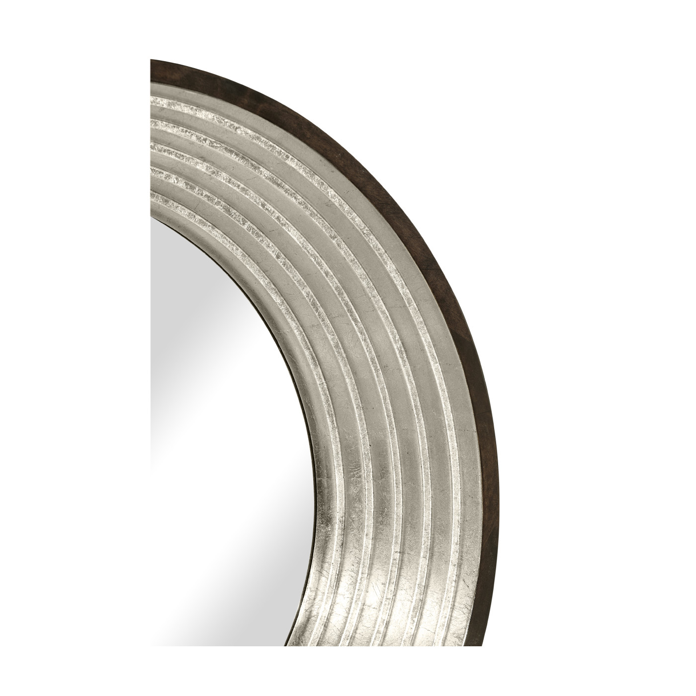 Contemporary Circular Silver Espresso Recessed Mirror