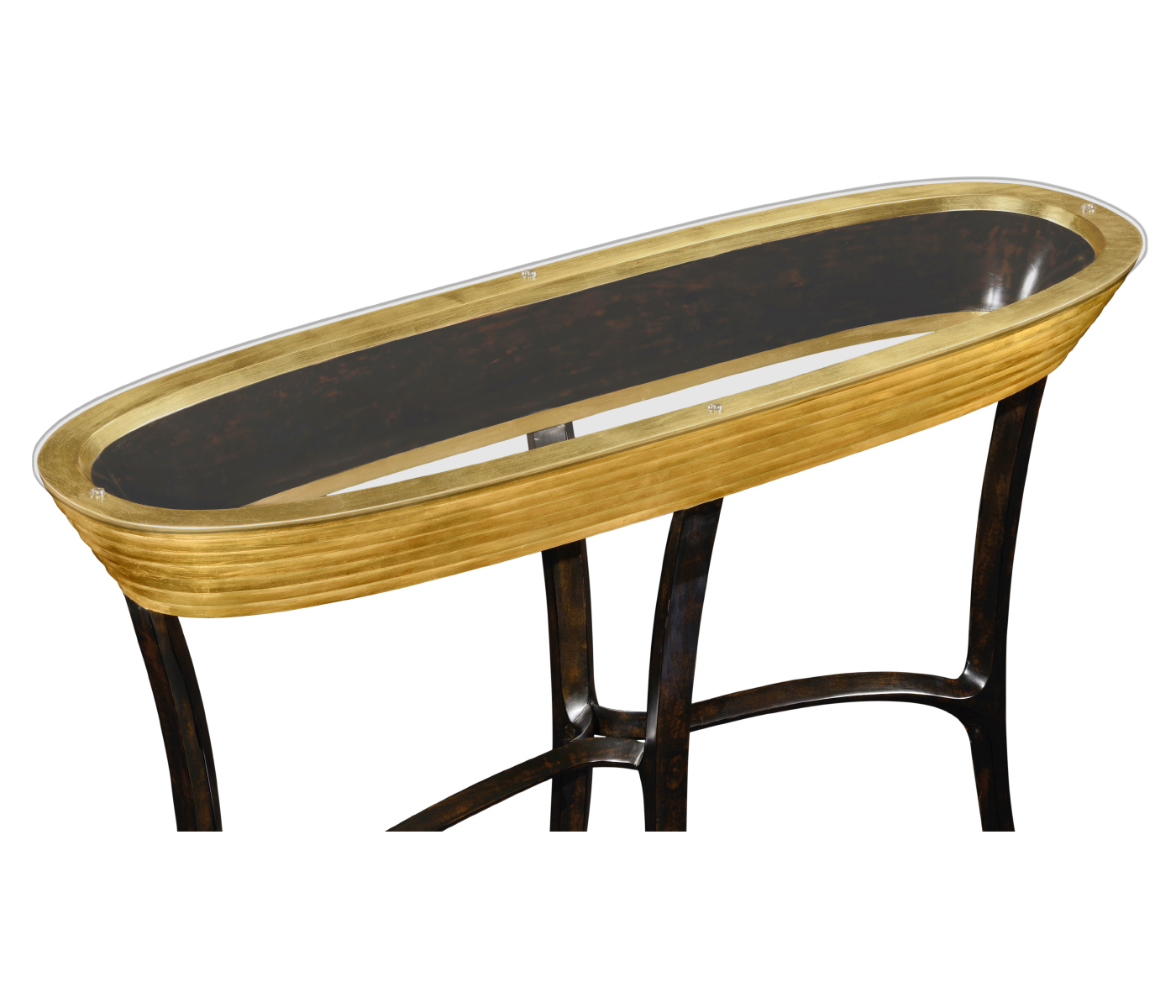 Stepped Gilded Oval Console
