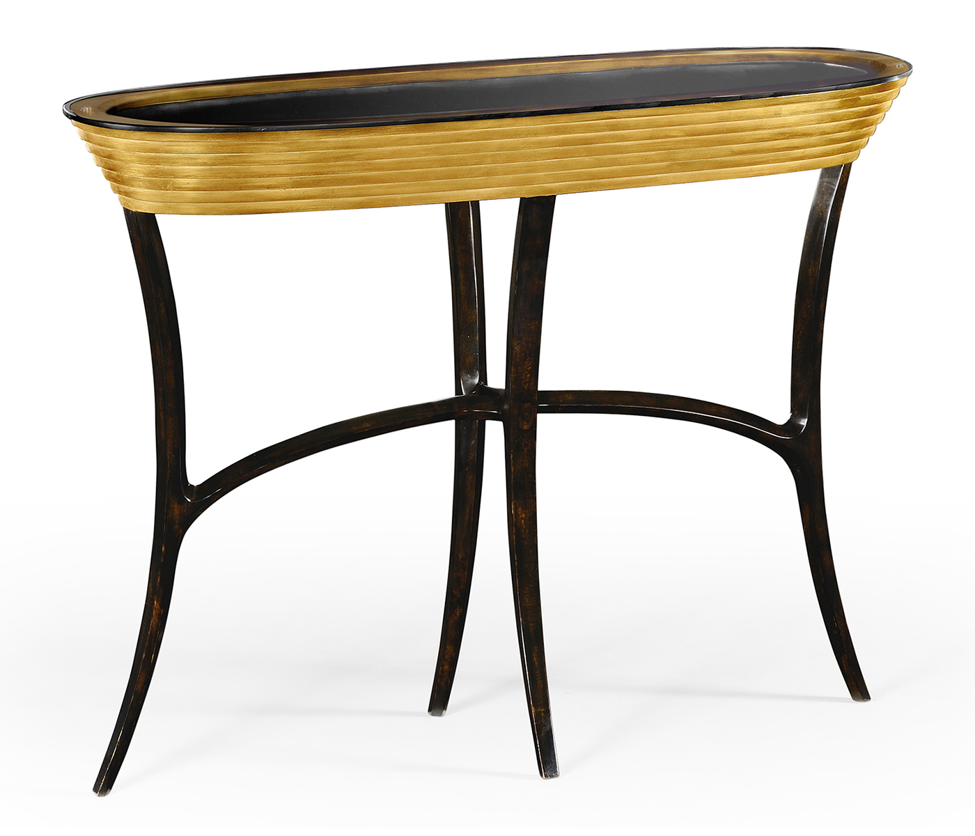 Stepped Gilded Oval Console