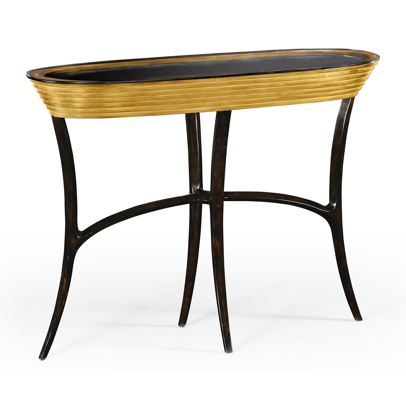 Stepped Gilded Oval Console