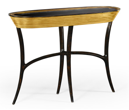 Stepped Gilded Oval Console