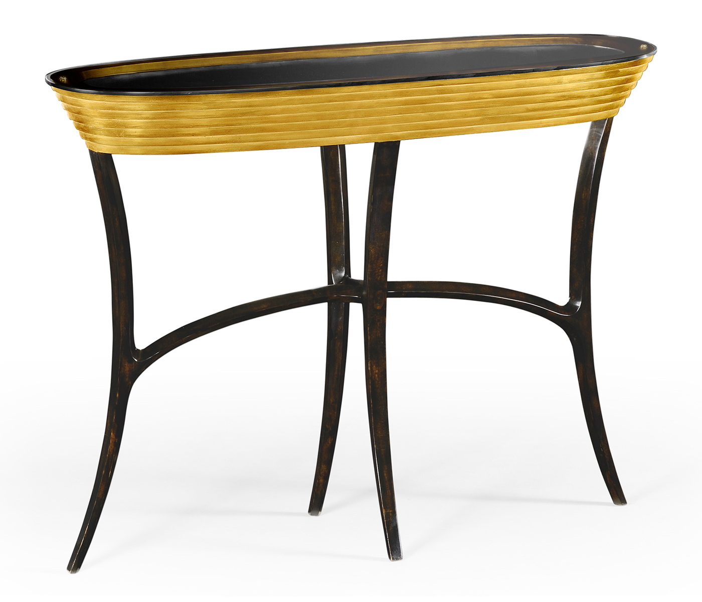 Stepped Gilded Oval Console