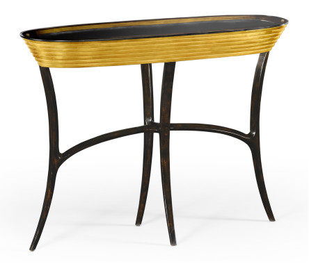 Stepped Gilded Oval Console