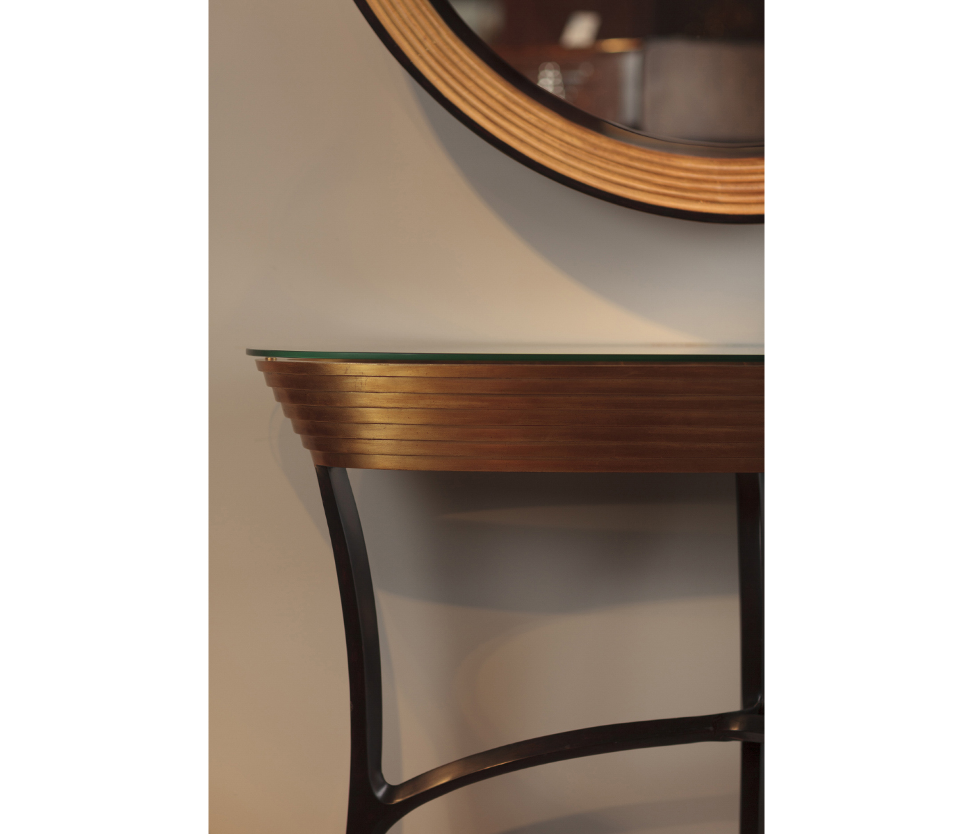 Stepped Gilded Oval Console