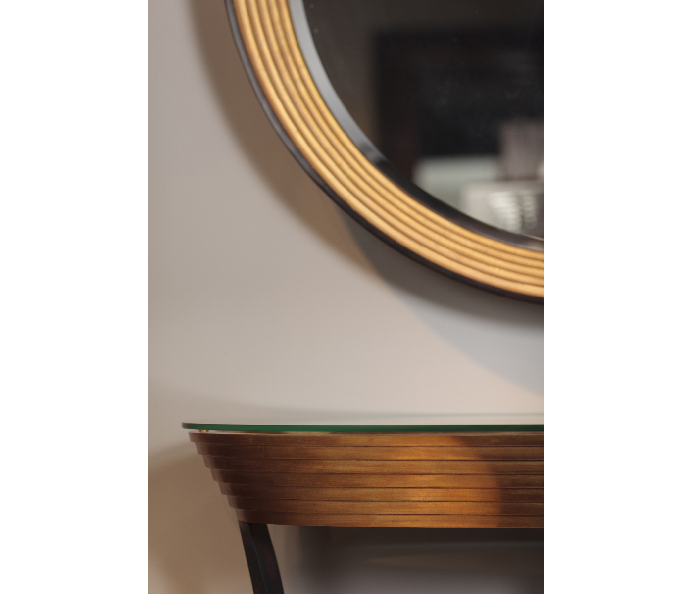 Stepped Gilded Oval Console