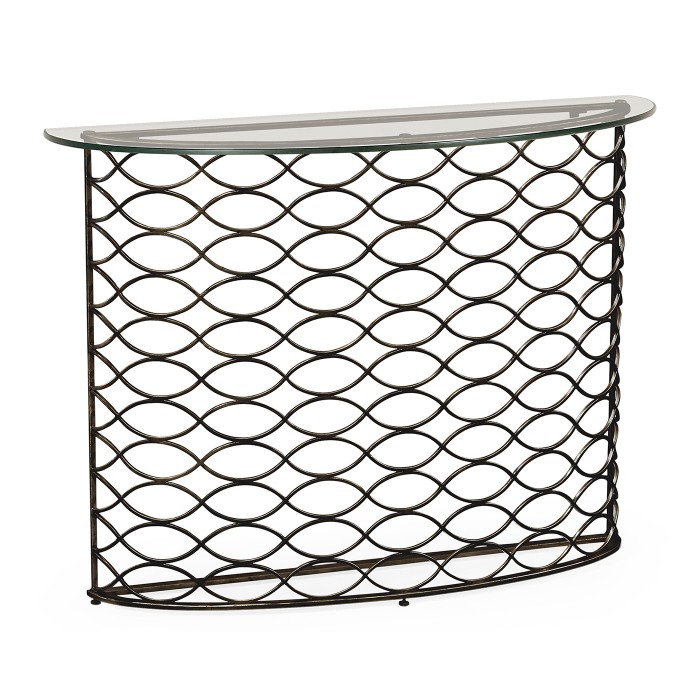 Interlaced Bronze & Glass Demilune Console