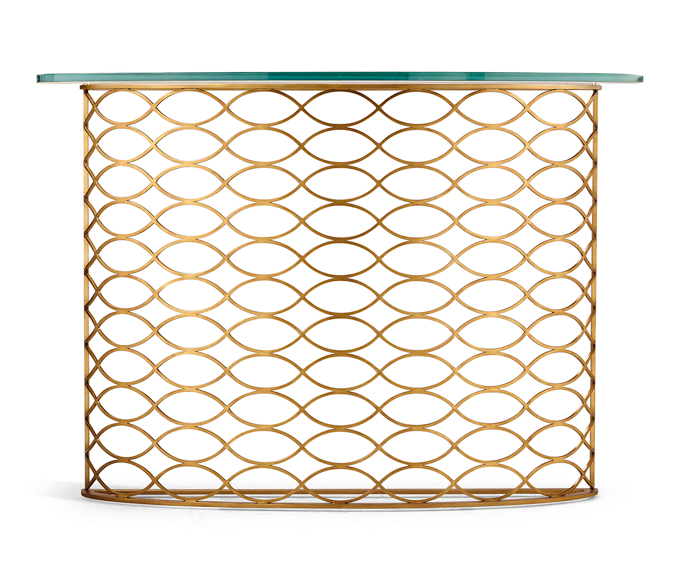 Interlaced Gilded & Glass Demilune Console