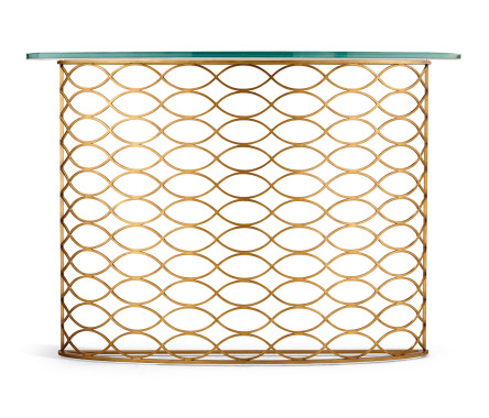 Interlaced Gilded & Glass Demilune Console