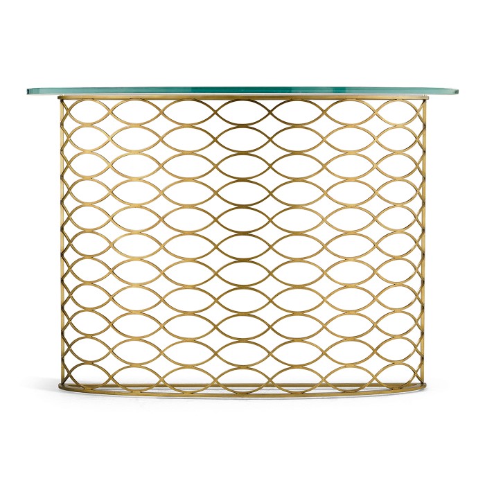Interlaced Gilded & Glass Demilune Console