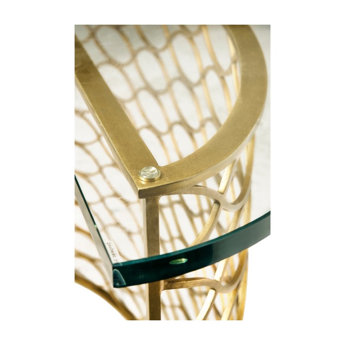 Interlaced Gilded & Glass Demilune Console