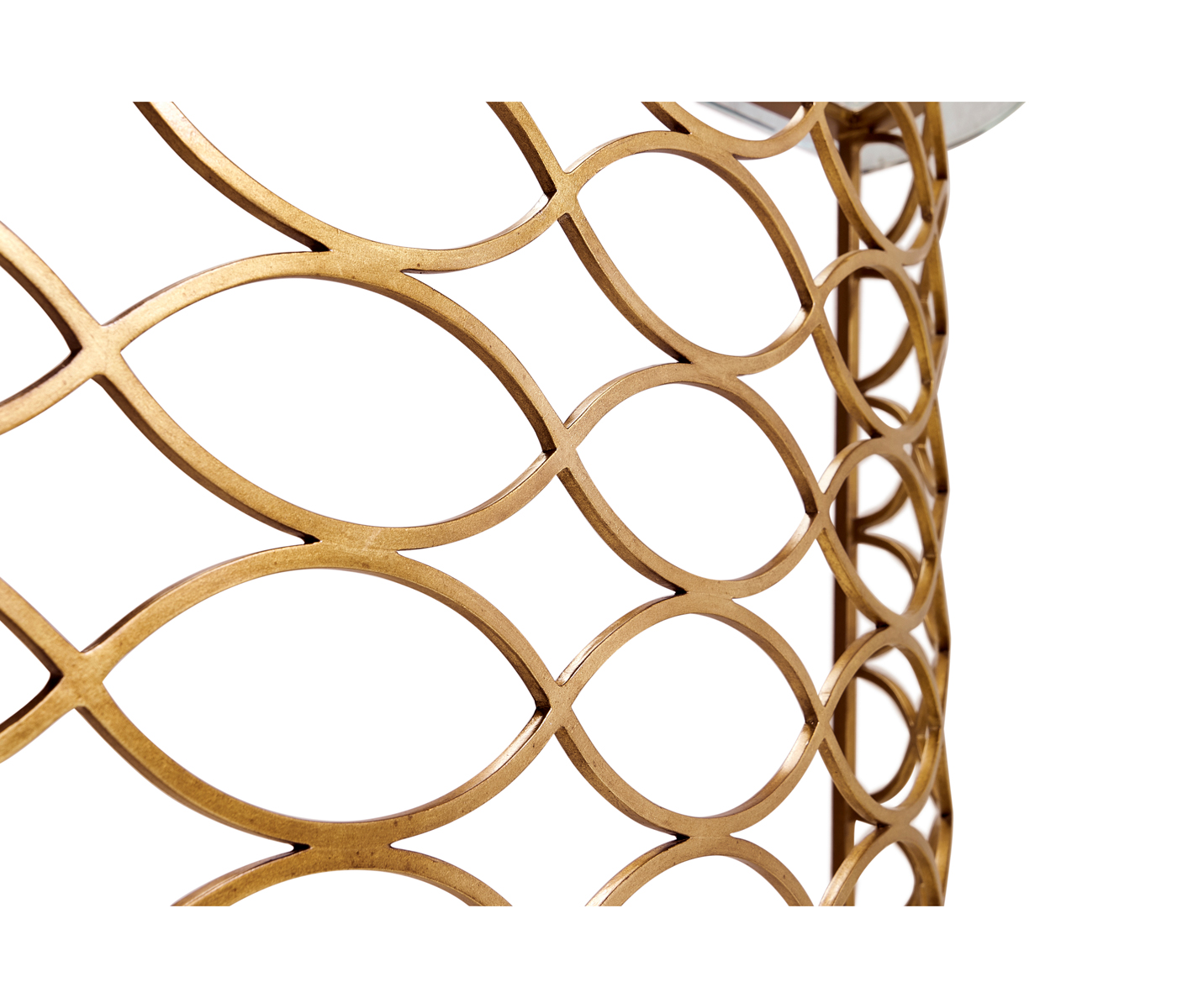 Interlaced Gilded & Glass Demilune Console