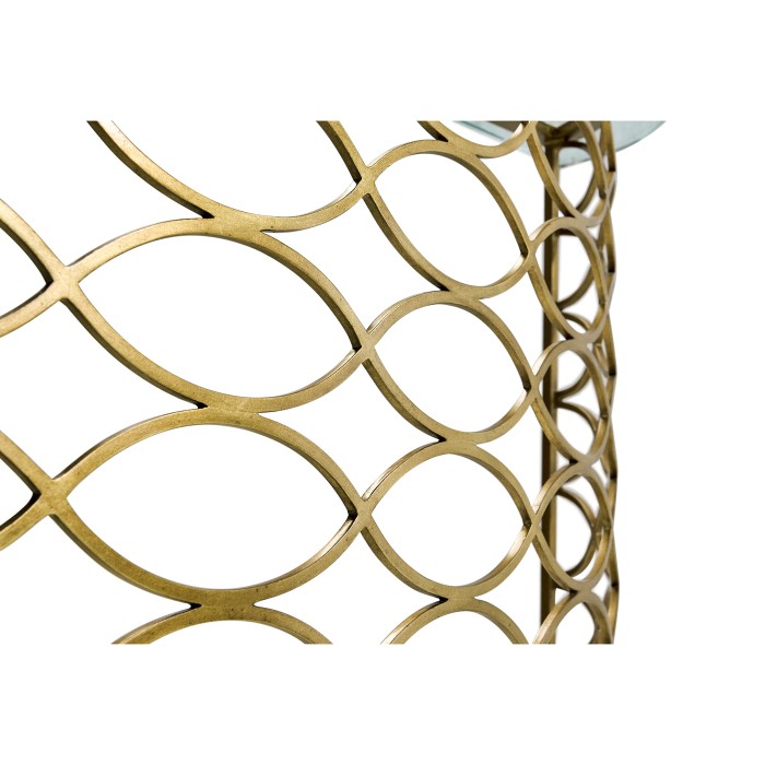 Interlaced Gilded & Glass Demilune Console