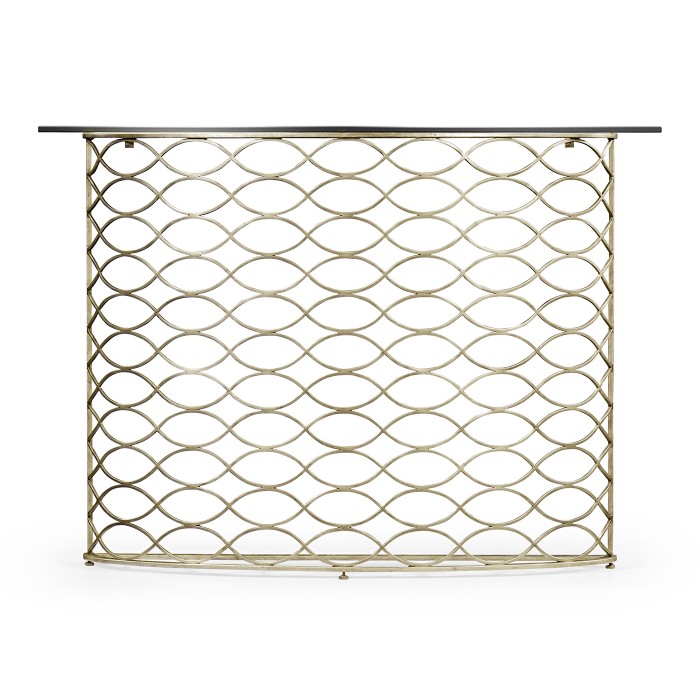 Interlaced Silver & Glass Demilune Console