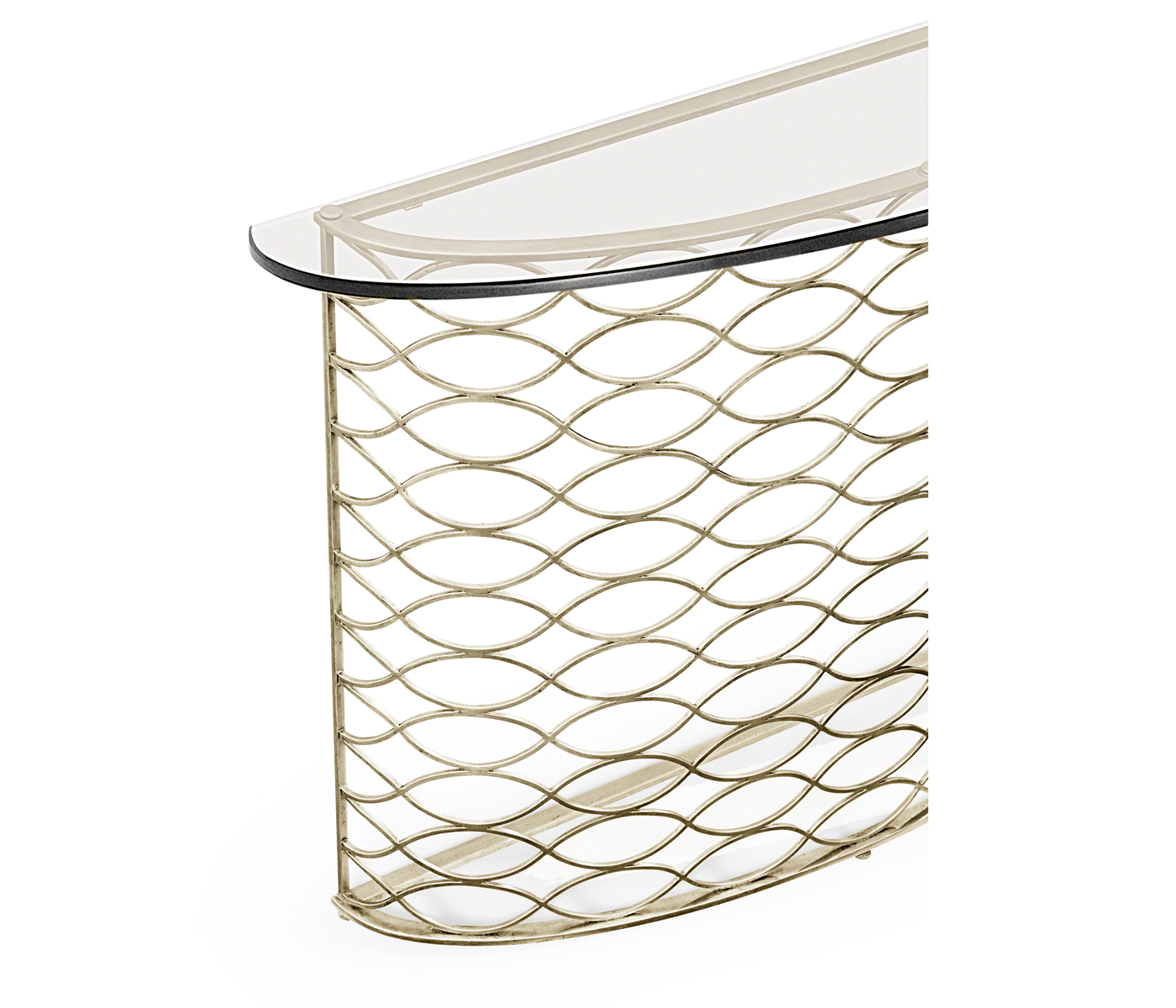 Interlaced Silver & Glass Demilune Console