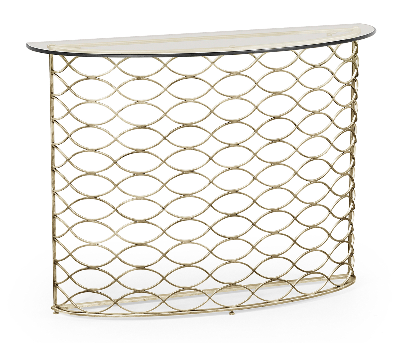 Interlaced Silver & Glass Demilune Console