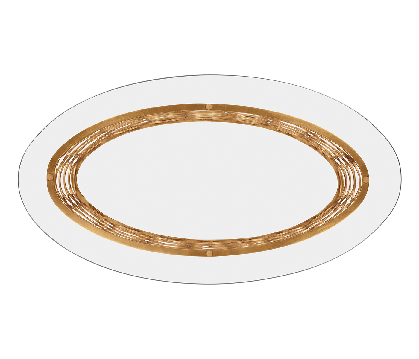 Interlaced gilded & glass oval coffee table