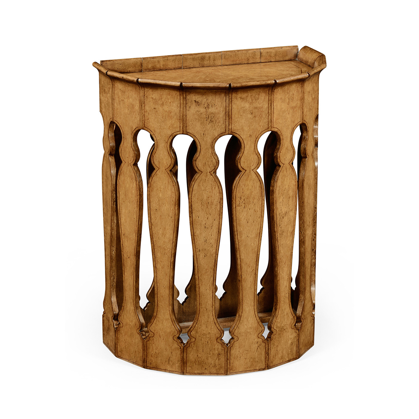 Moorish small demilune console (Masur birch light)