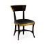 Stepped gilded dining side chair with smoky black leather