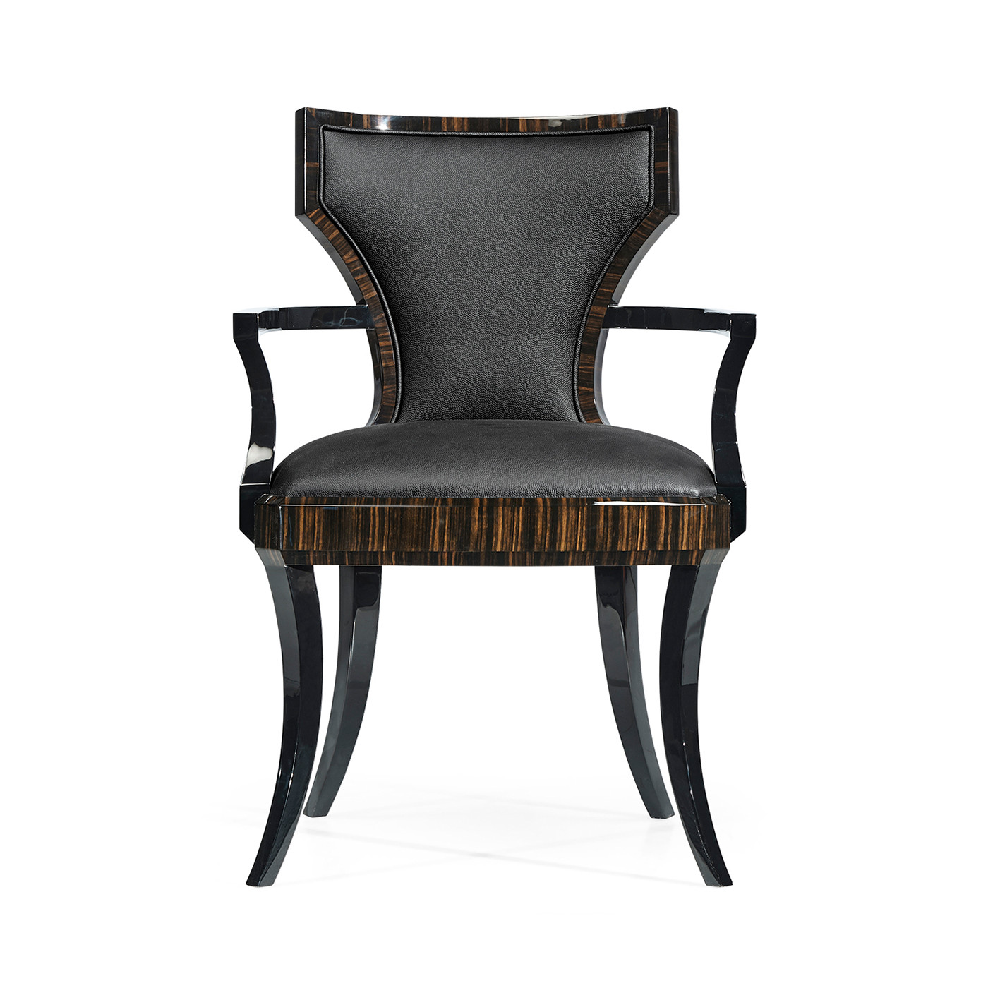 Full Back Art Deco Macassar Ebony Dining Arm Chair