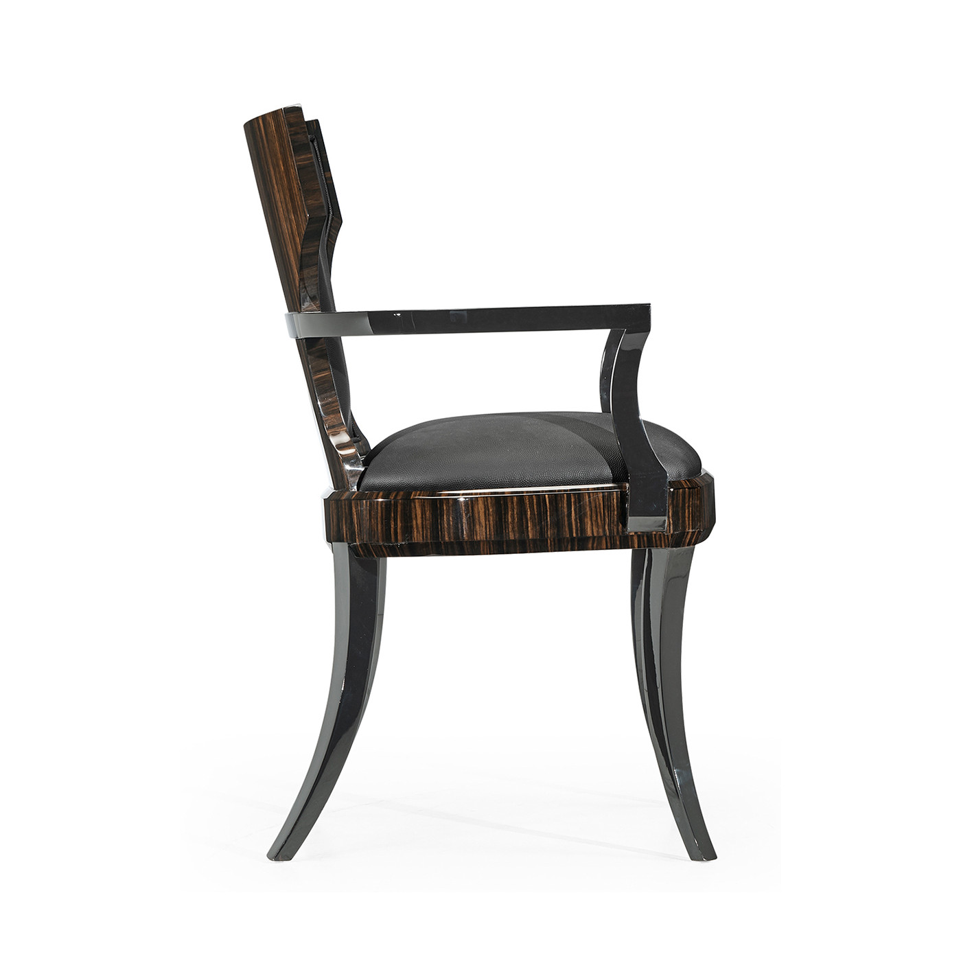 Full Back Art Deco Macassar Ebony Dining Arm Chair
