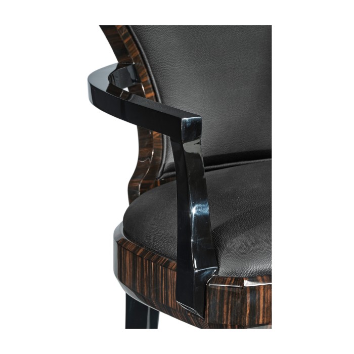 Full Back Art Deco Macassar Ebony Dining Arm Chair