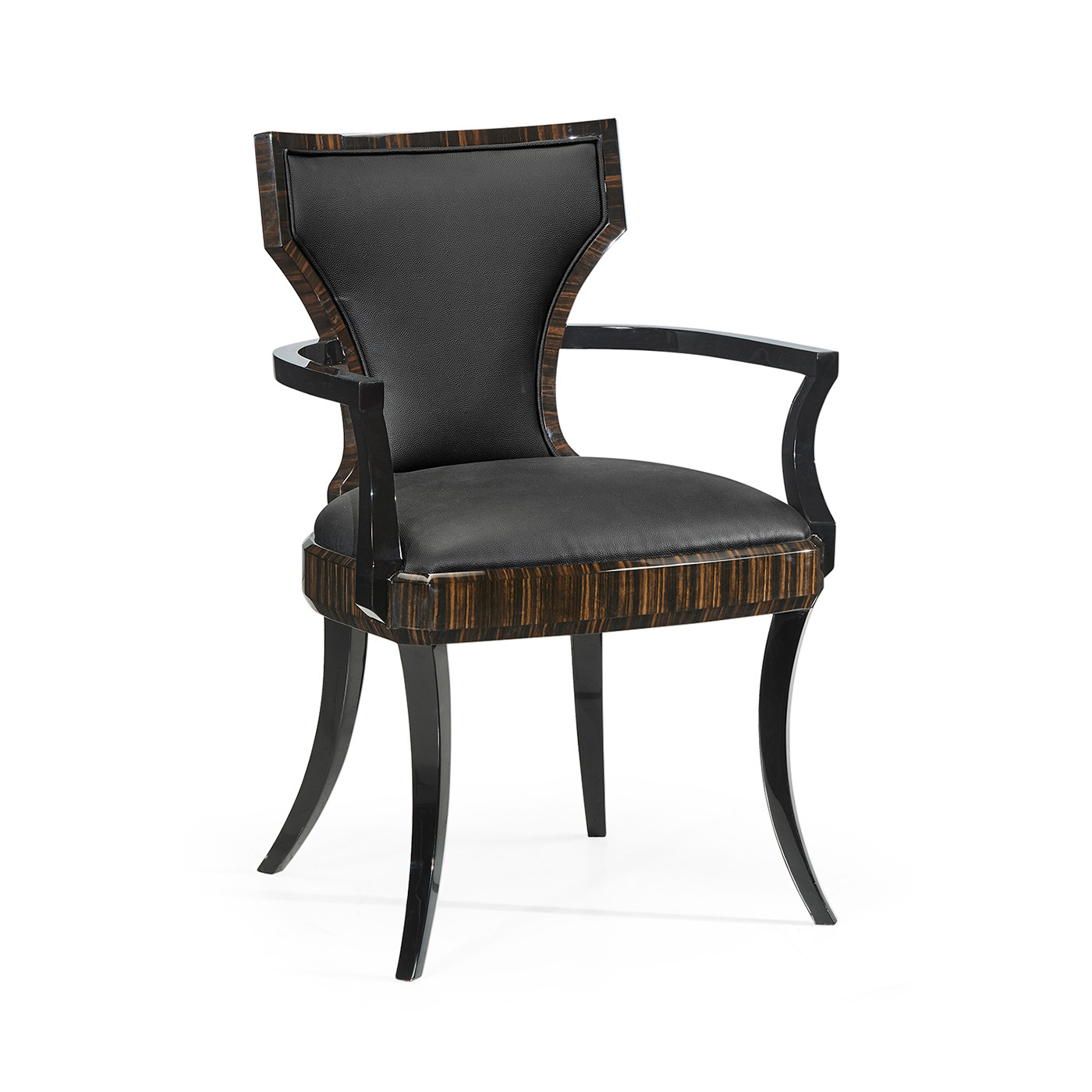 Full Back Art Deco Macassar Ebony Dining Arm Chair