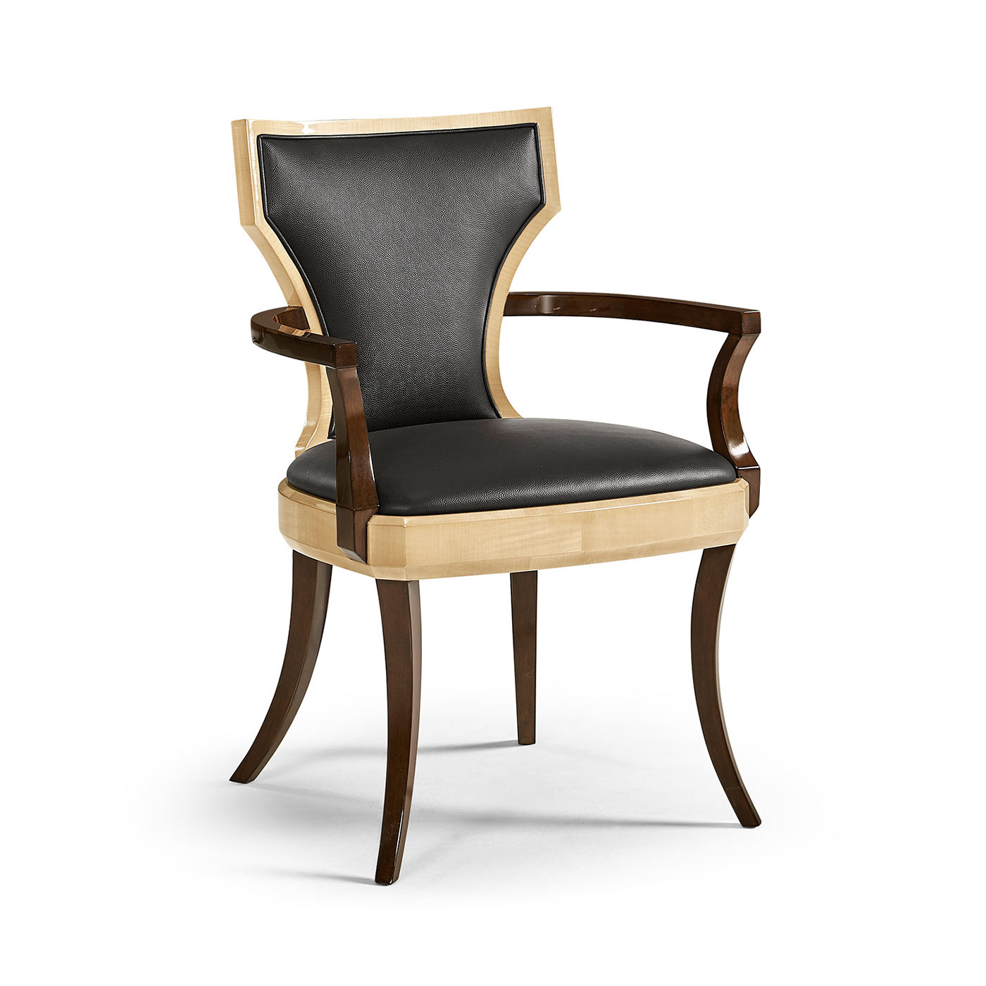 Full Back Art Deco Champagne Dining Arm Chair