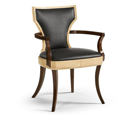 Full Back Art Deco Champagne Dining Arm Chair