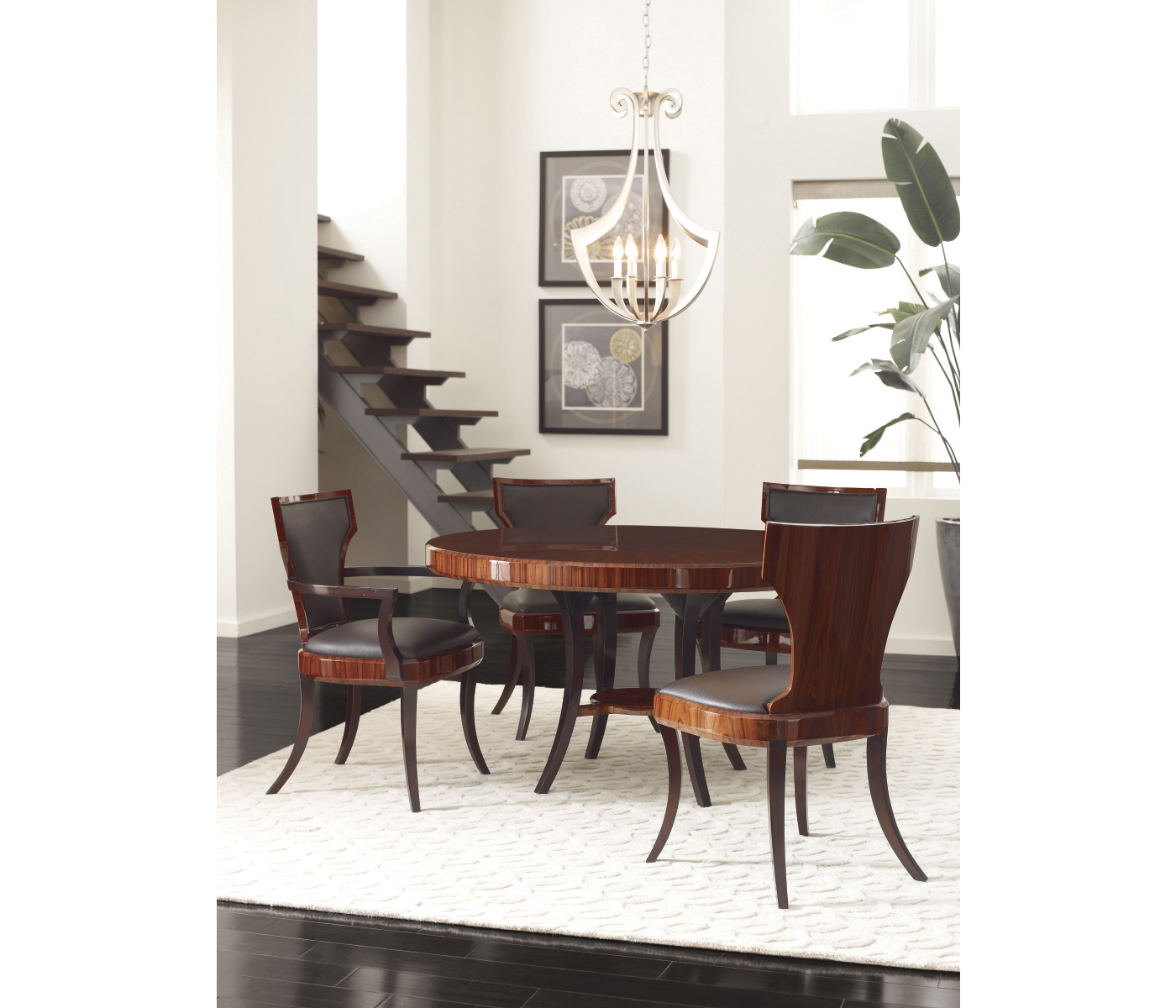 Full Back Art Deco High Lustre Santos Dining Arm Chair