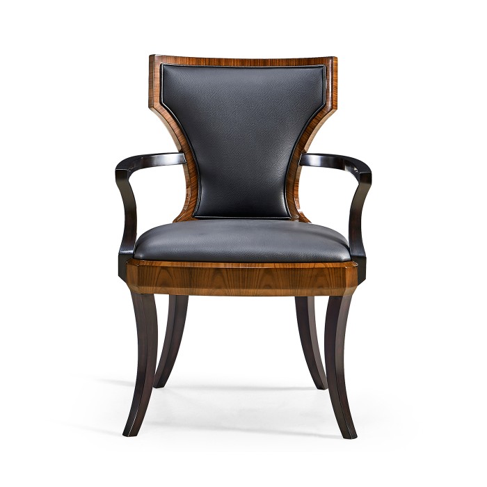 Full Back Art Deco High Lustre Santos Dining Arm Chair