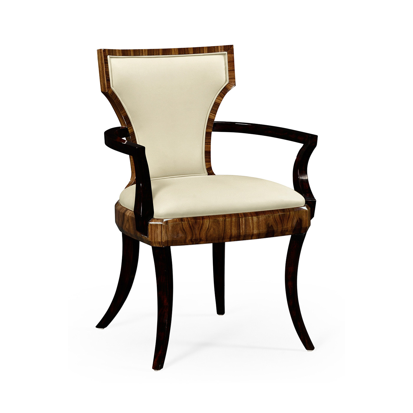 Full Back Art Deco High Lustre Santos Dining Arm Chair