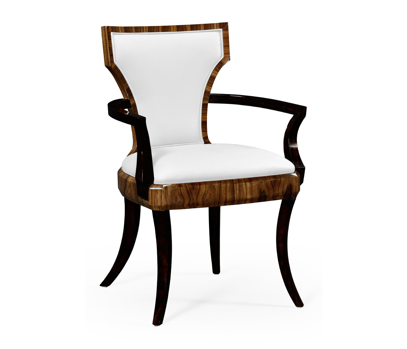 Full Back Art Deco Satin Santos Dining Arm Chair