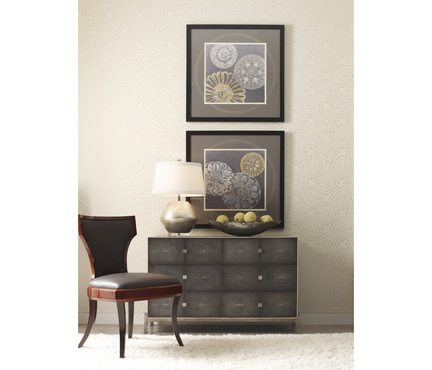 Full Back Art Deco Macassar Ebony Dining Side Chair