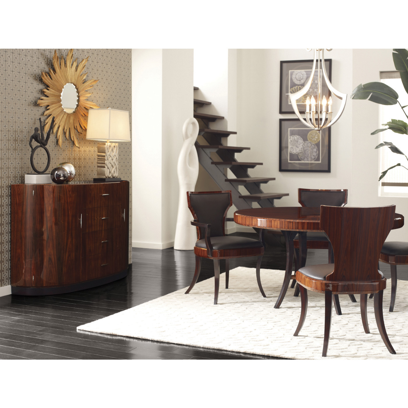 Full Back Art Deco Champagne Dining Side Chair