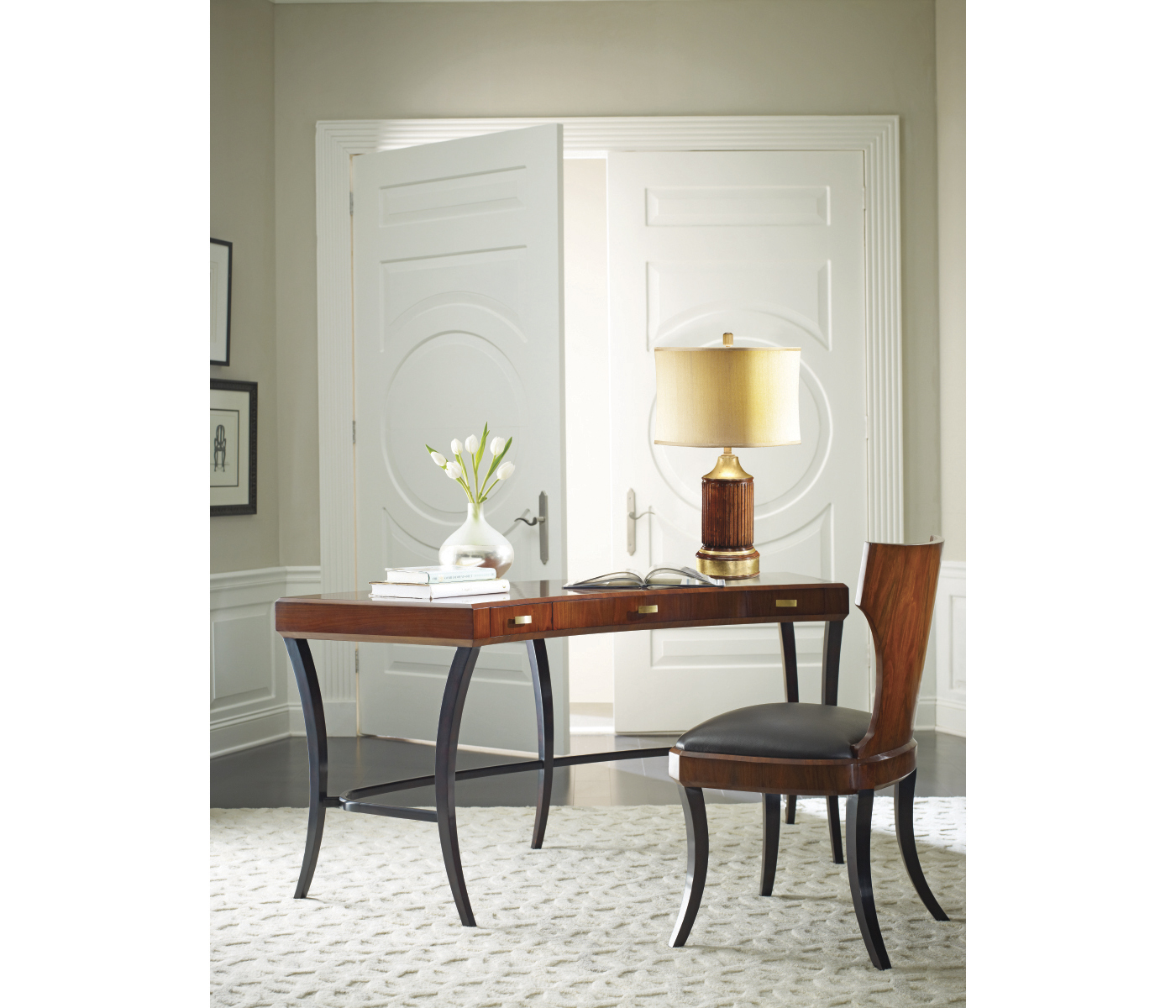Full Back Art Deco High Lustre Santos Dining Side Chair