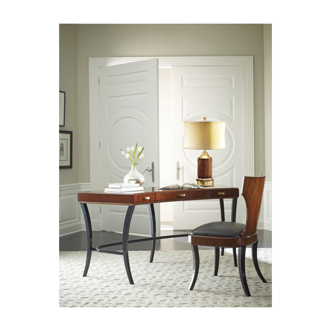 Full Back Art Deco Satin Santos Dining Side Chair