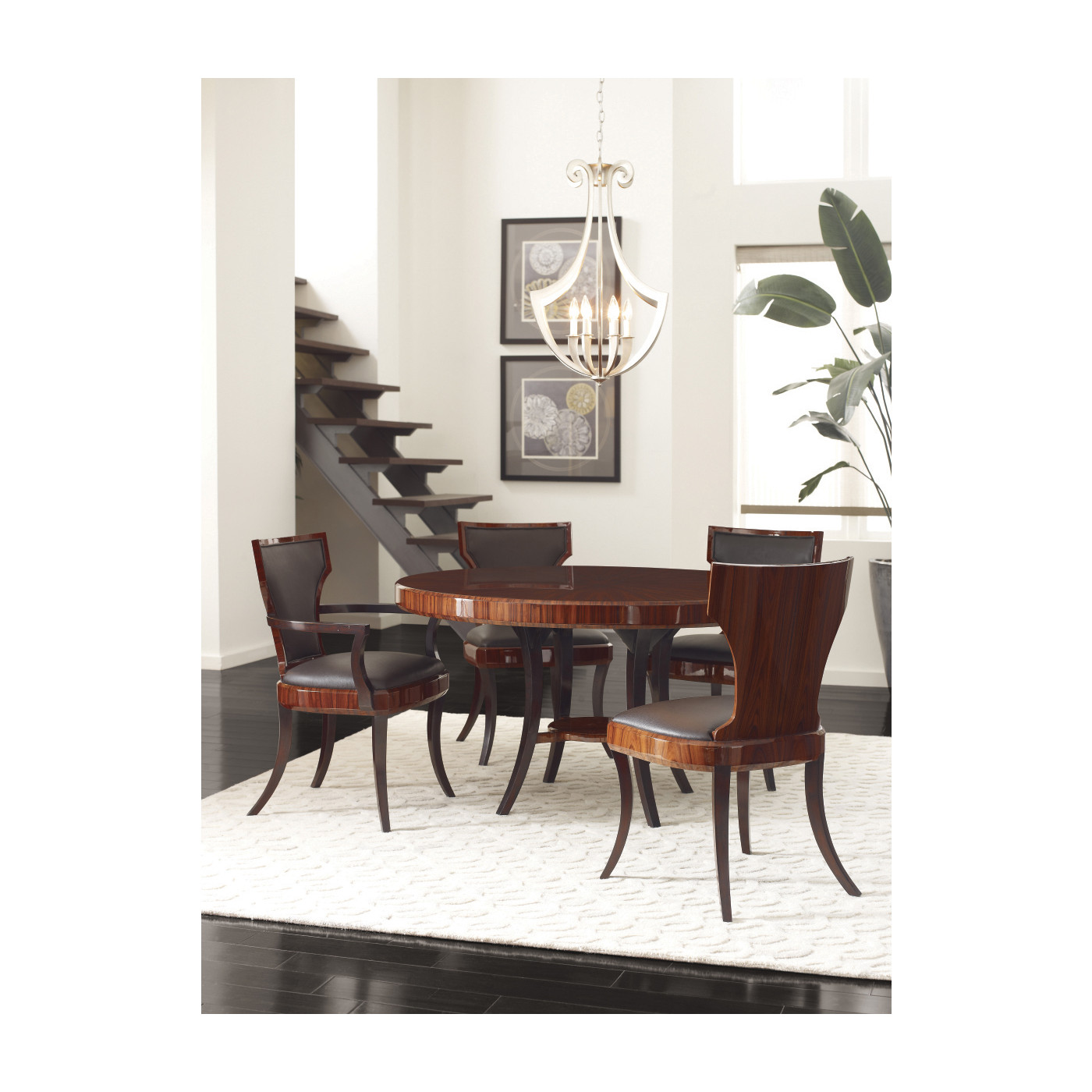 Full Back Art Deco Satin Santos Dining Side Chair