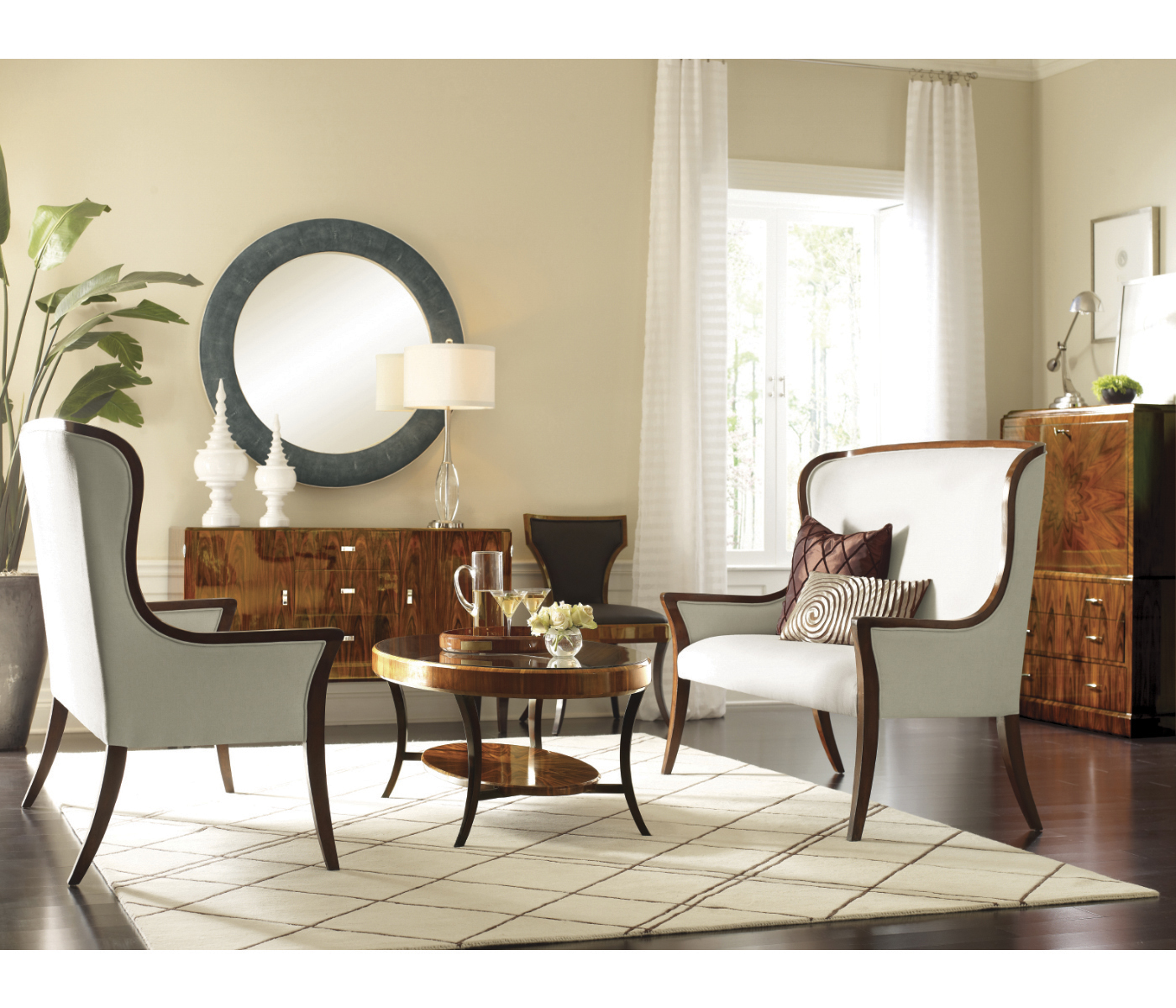 Full Back Art Deco Satin Santos Dining Side Chair